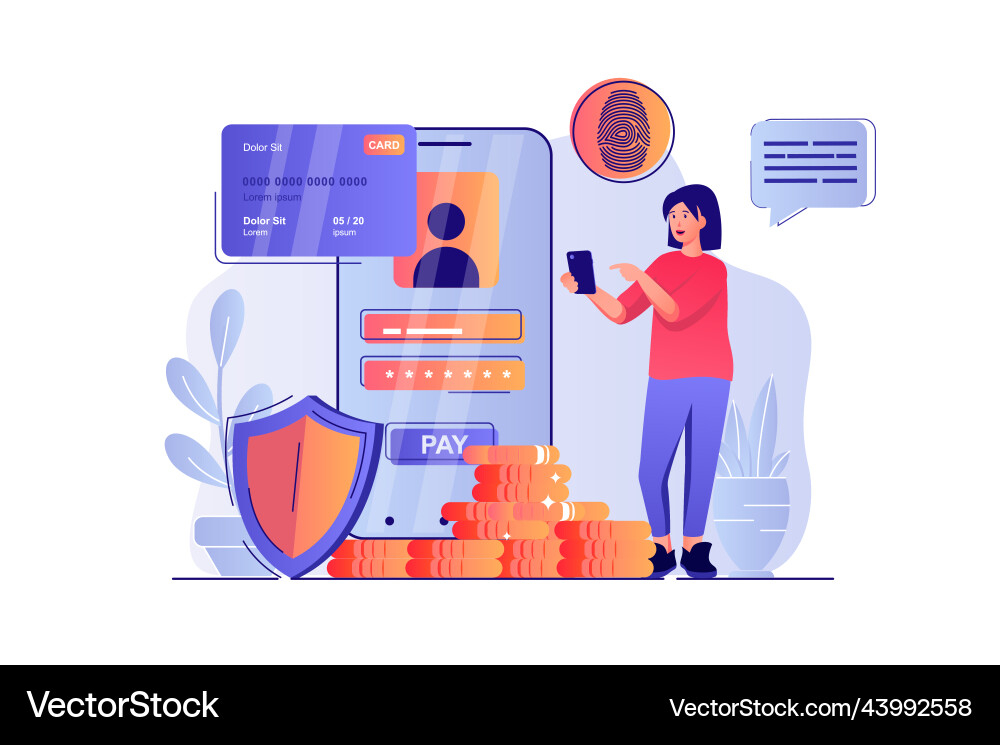 Secure payment concept with people scene Secure payment concept with people scene vector image
