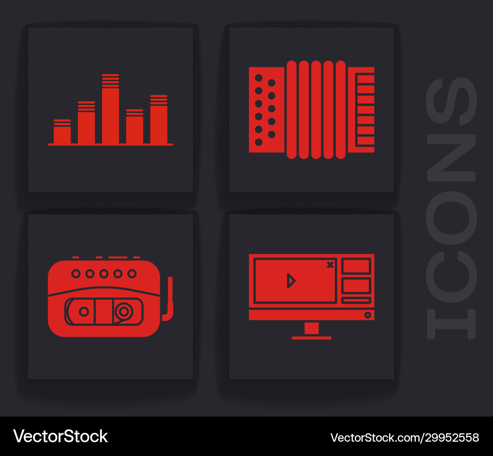 Set video recorder or editor software on monitor Set video recorder or editor software on monitor Vector Image