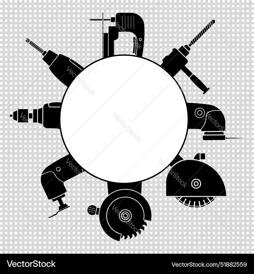 A set of power tools and empty circle inside A set of power tools and empty circle inside vector image