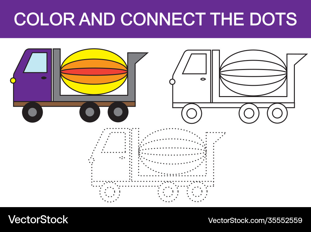 Color and connect dots to create concrete Color and connect dots to create concrete vector image