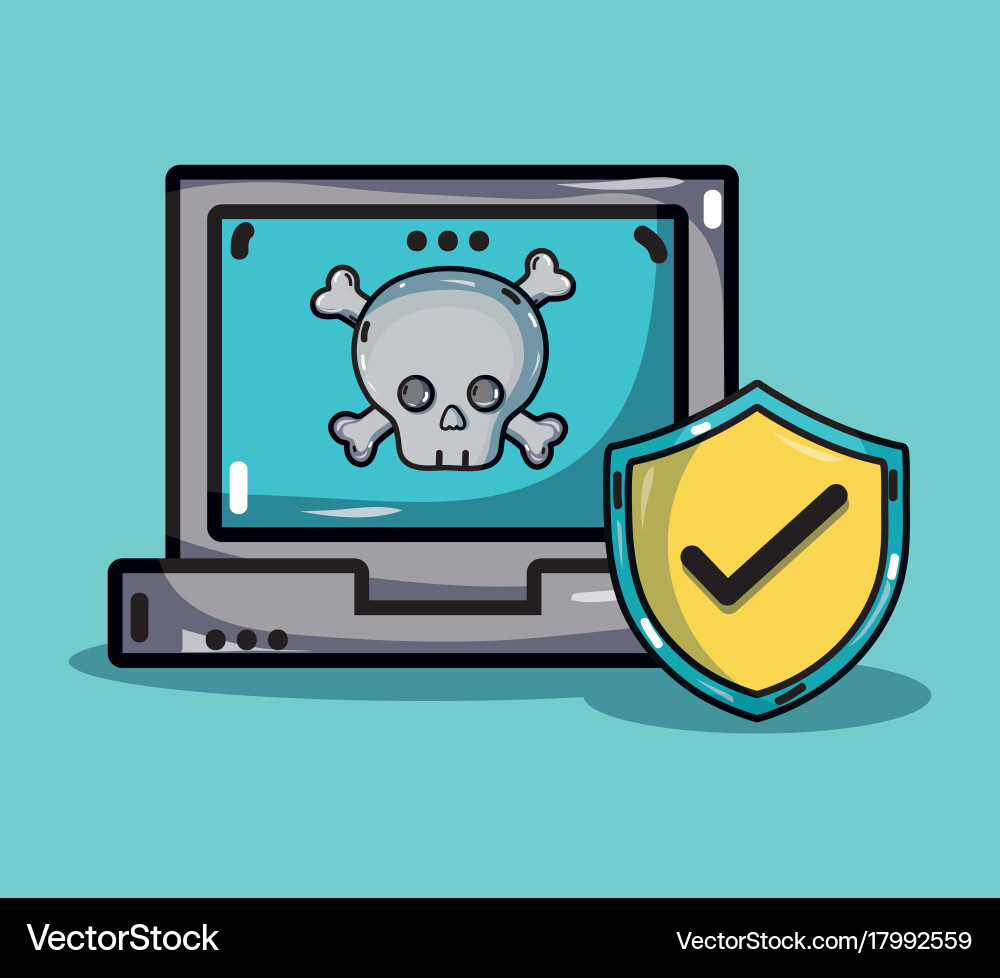 Computer with virus in the system information vector image