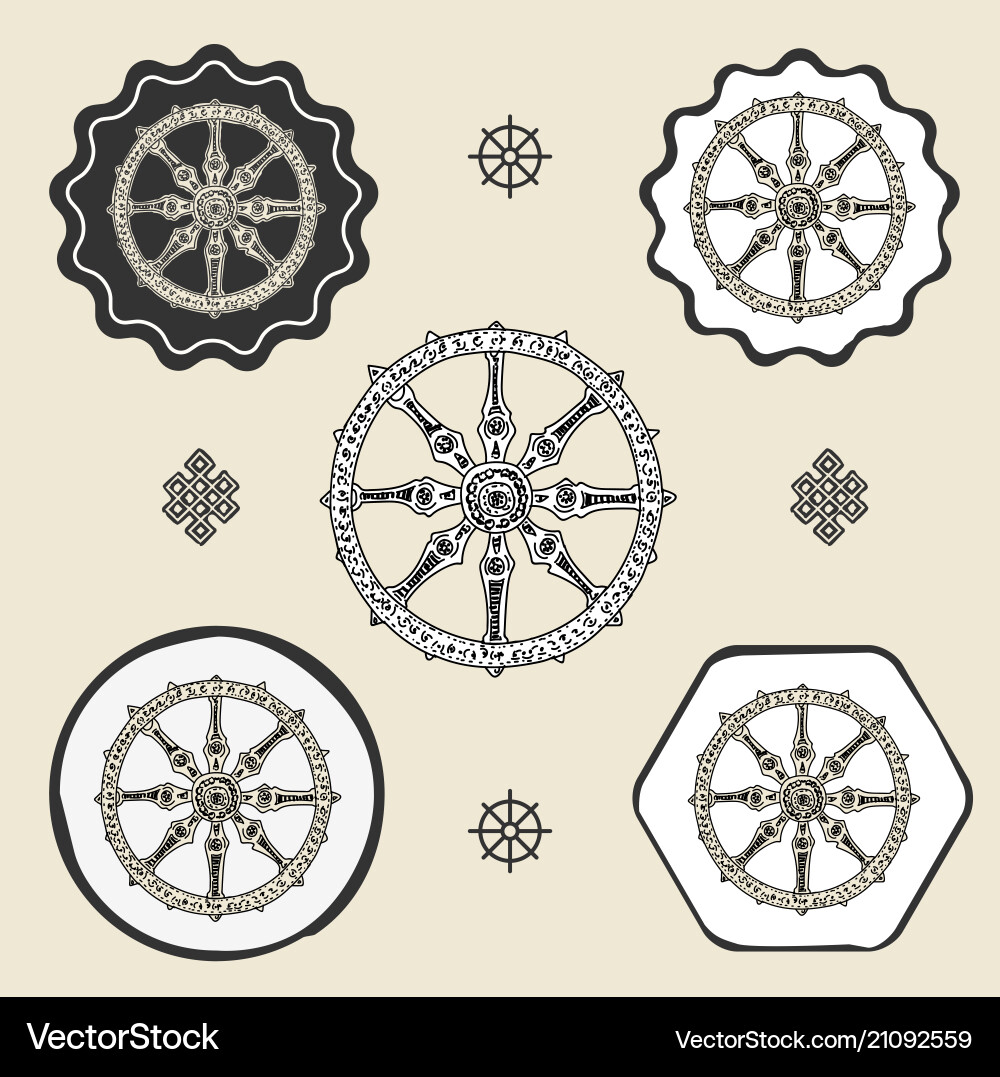Dharma Wheel Icon - Buddhism Symbol – Royalty-Free Vector | VectorStock, image size:1000x1077
