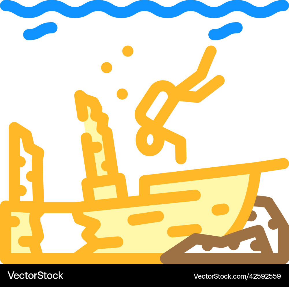 Dive course for sunken objects color icon Dive course for sunken objects color icon Vector Image