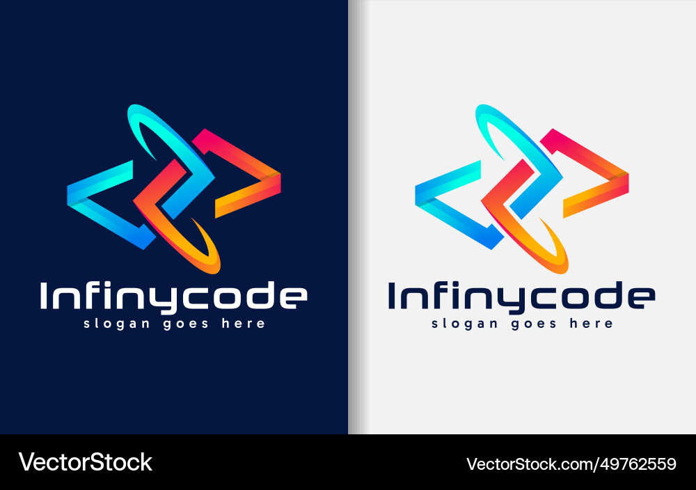 Infinycode logo design modern stylish coding vector image