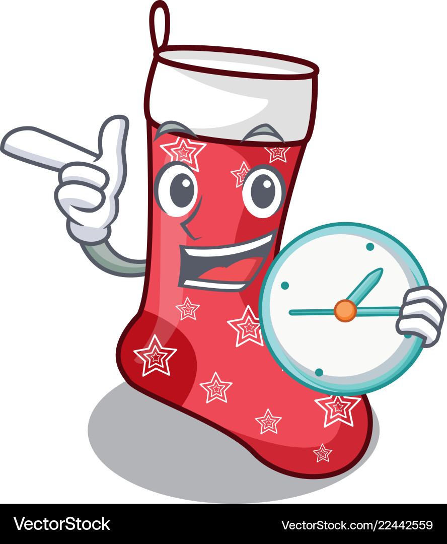 Mit Uhr Cartoon Weihnachten Socken für Geschenke Mit Uhr Cartoon Weihnachten Socken für Geschenke vektorbild