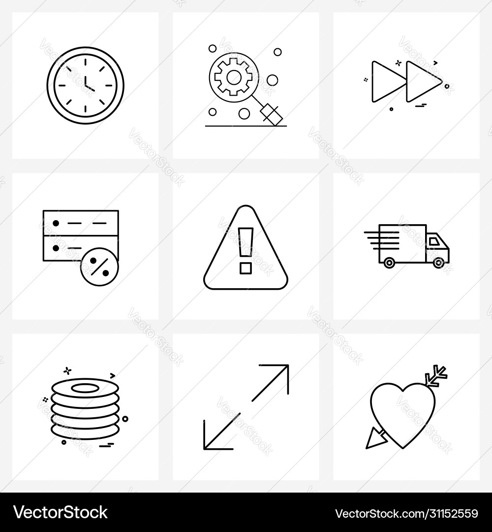 Modern style set 9 line pictograph grid based Vector Image