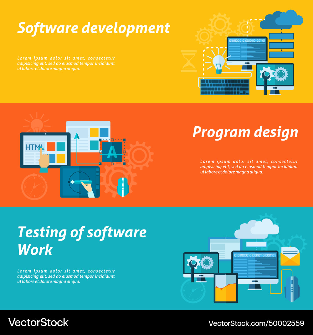 Program development banner set Program development banner set vector image