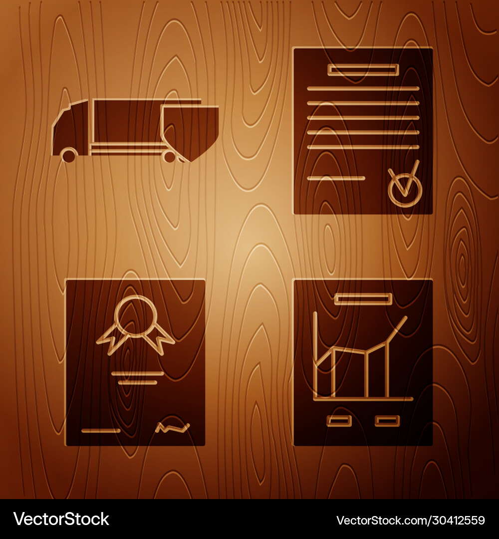 Set document with graph chart delivery cargo Set document with graph chart delivery cargo vector image