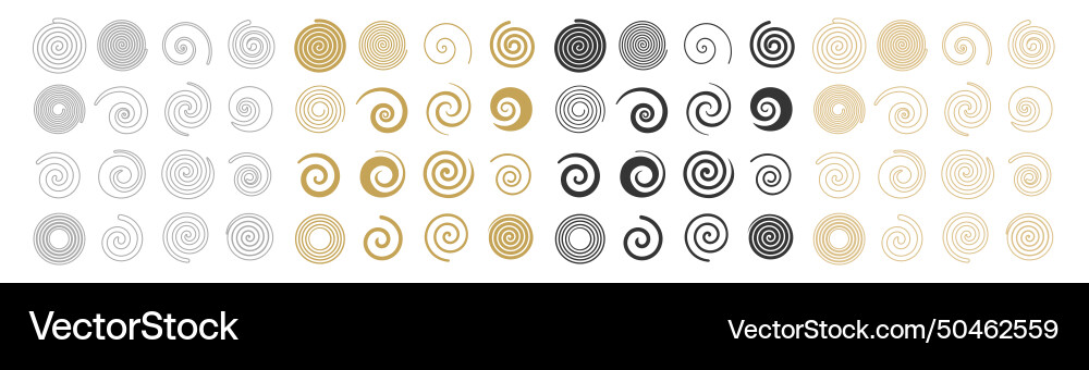 Set of simple spirals swirl motion twisting vector image