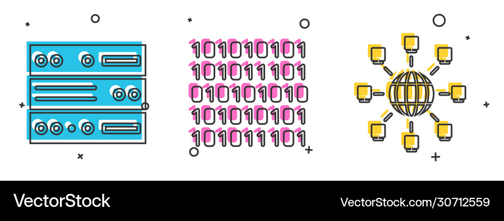 Set server data web hosting binary code vector image