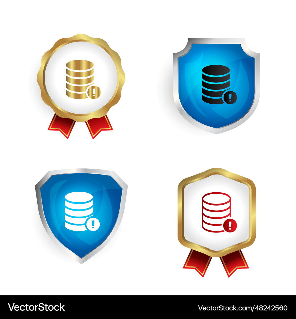 Abstract database error badge and label collection Vector Image