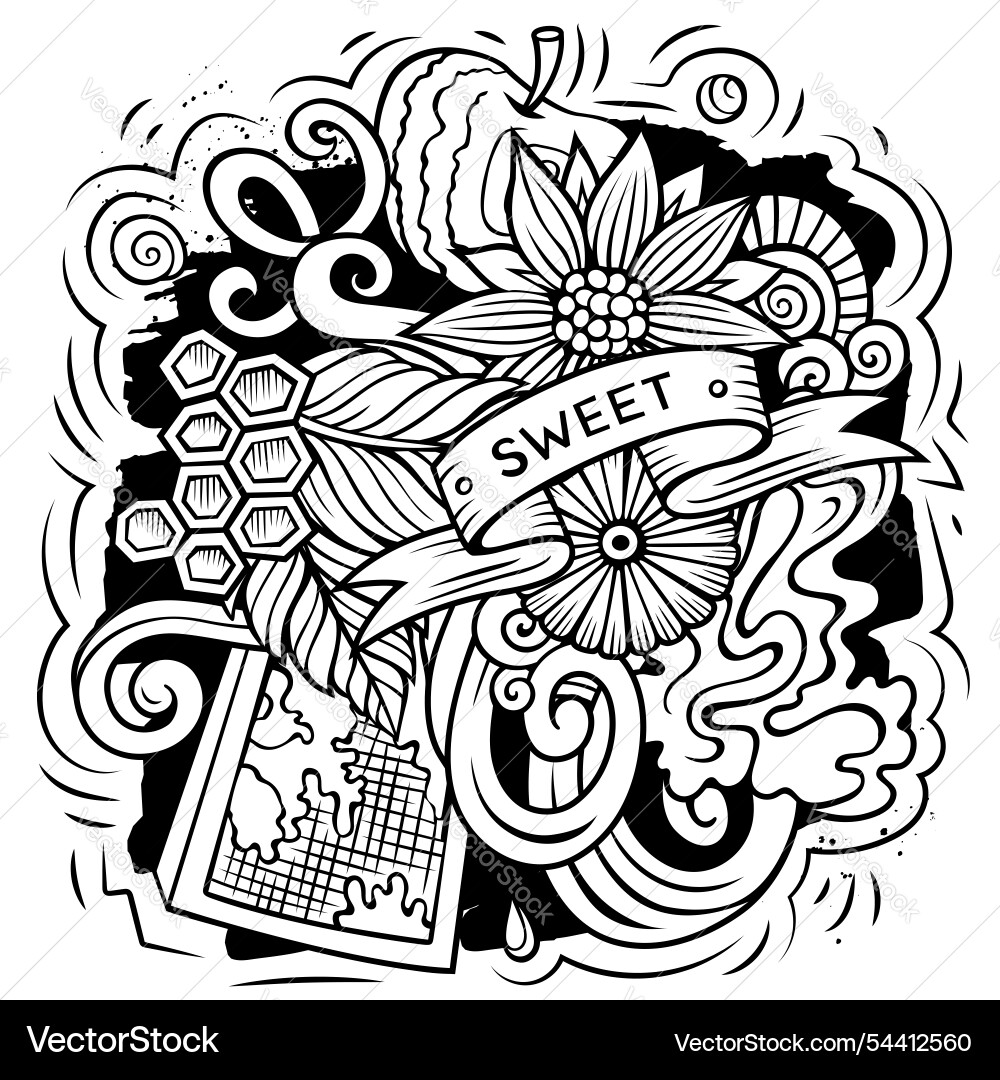 Cartoon doodles Honig lustig Cartoon doodles Honig lustig vektorbild