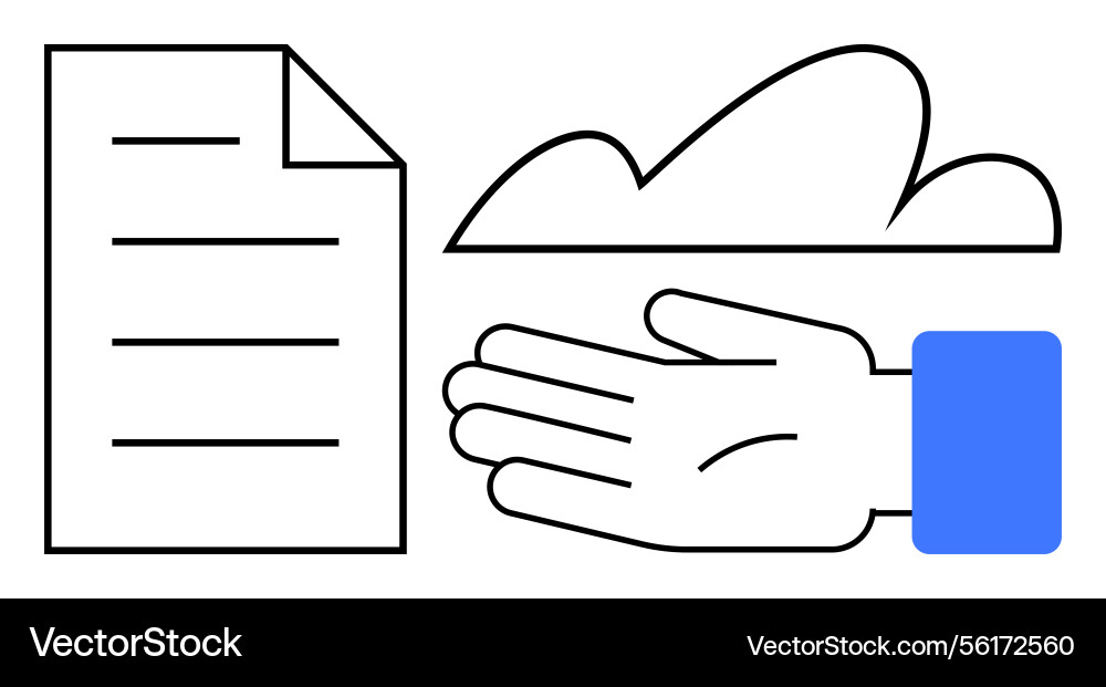 Cloud document sharing with open hand symbolizing Cloud document sharing with open hand symbolizing vector image
