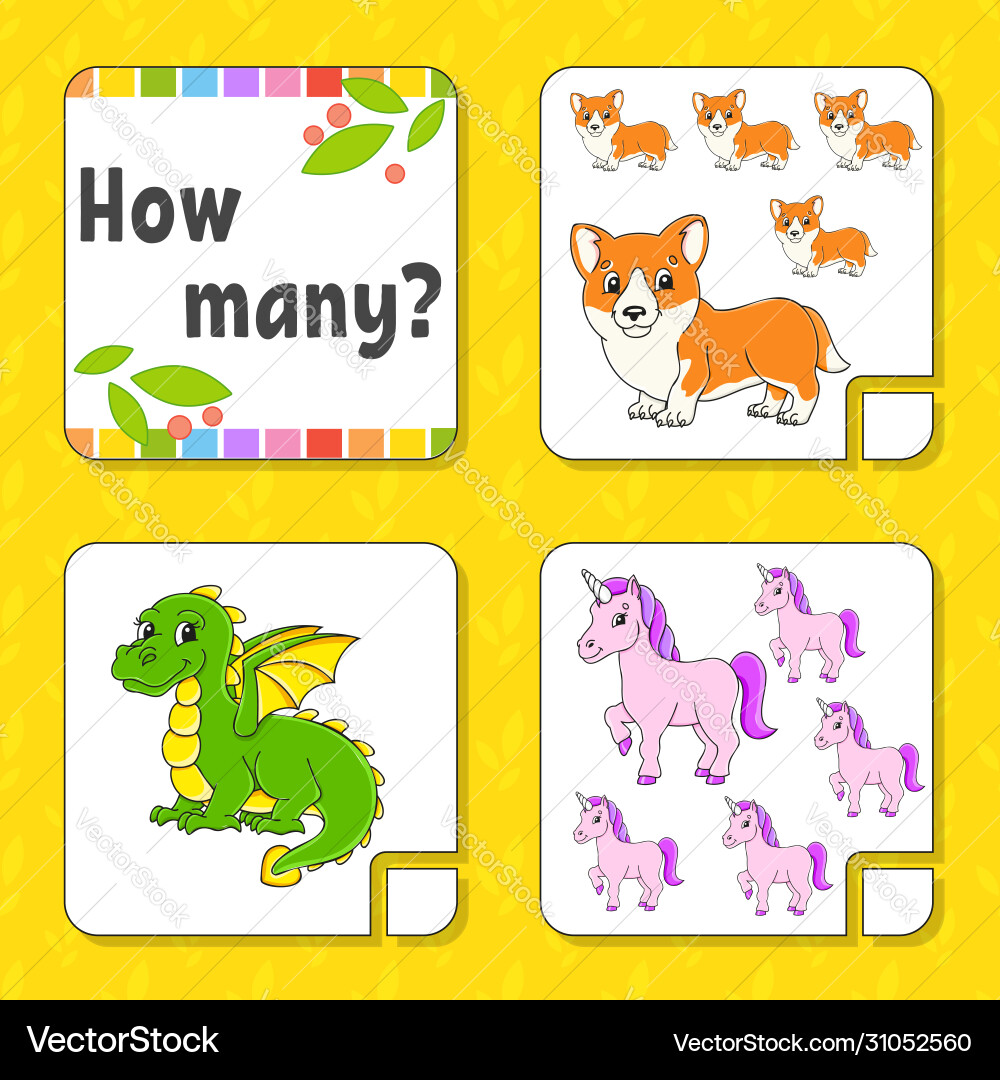 Counting game for children happy characters Counting game for children happy characters vector image