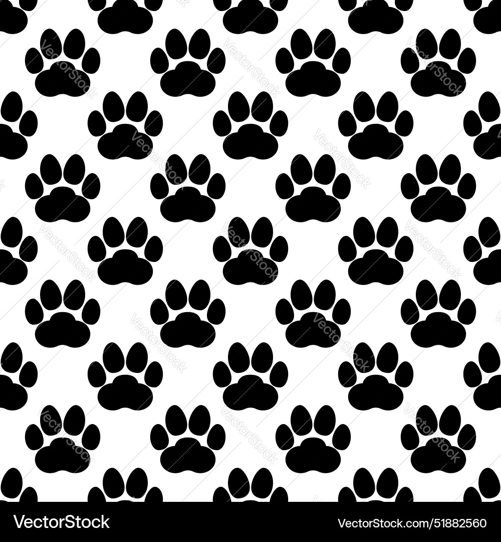 Cute Paw Print Repeating Pattern vector image