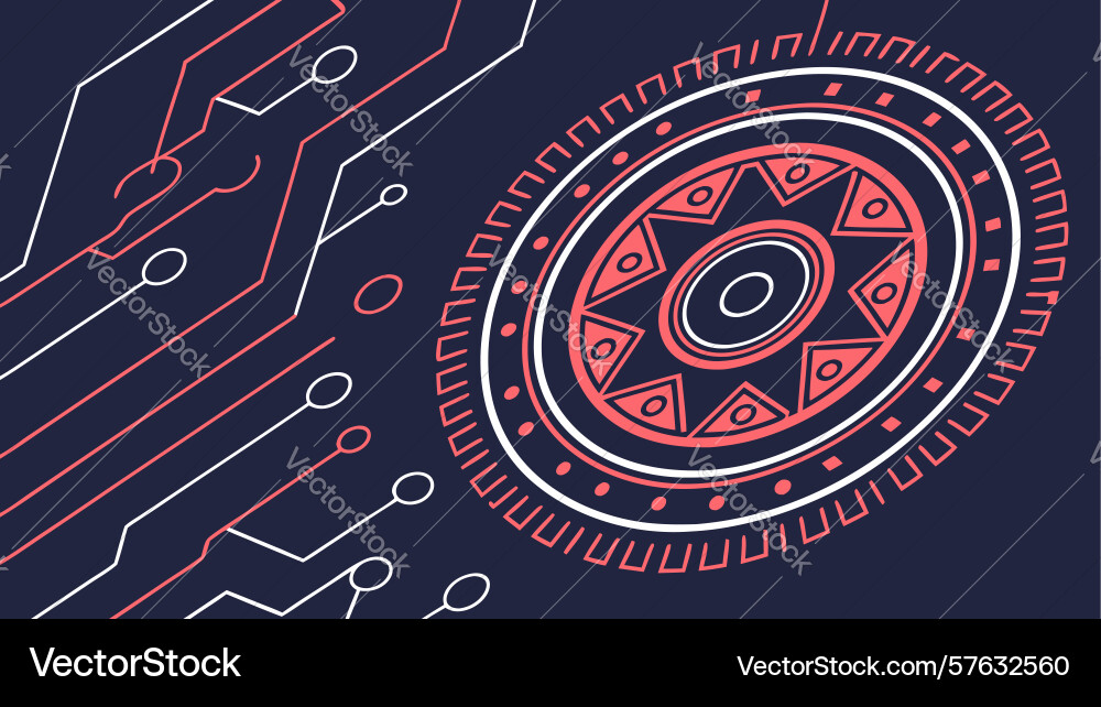 Geometric radial circuit pattern abstract tech vector image