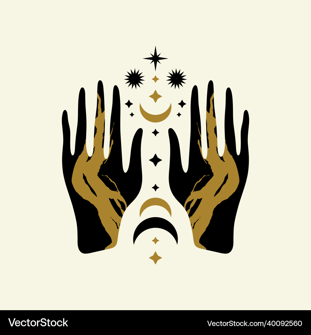 Magical girl hands art mystical reiki meditation Magical girl hands art mystical reiki meditation vector image