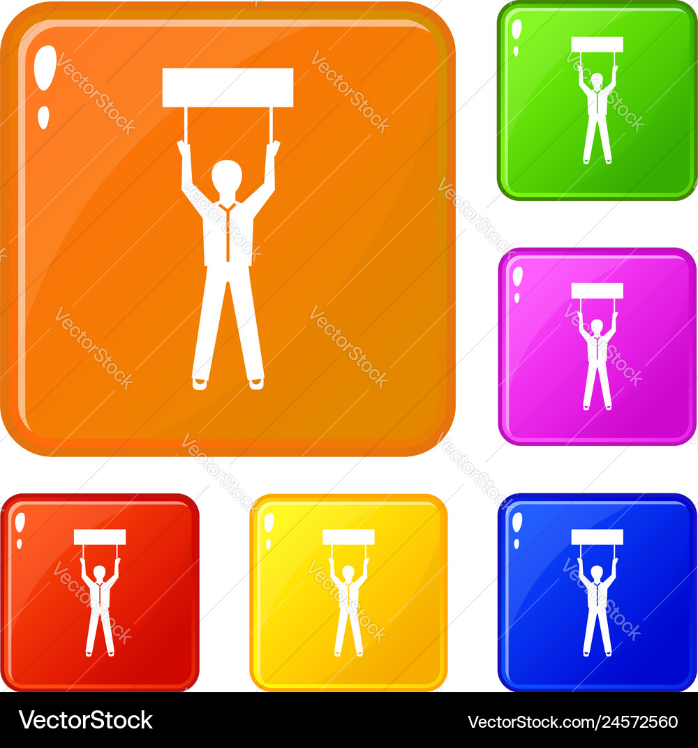 Man flag up icons set color Vector Image