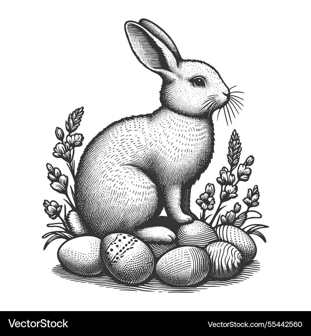 Osterhase mit Eiergravur Osterhase mit Eiergravur vektorbild