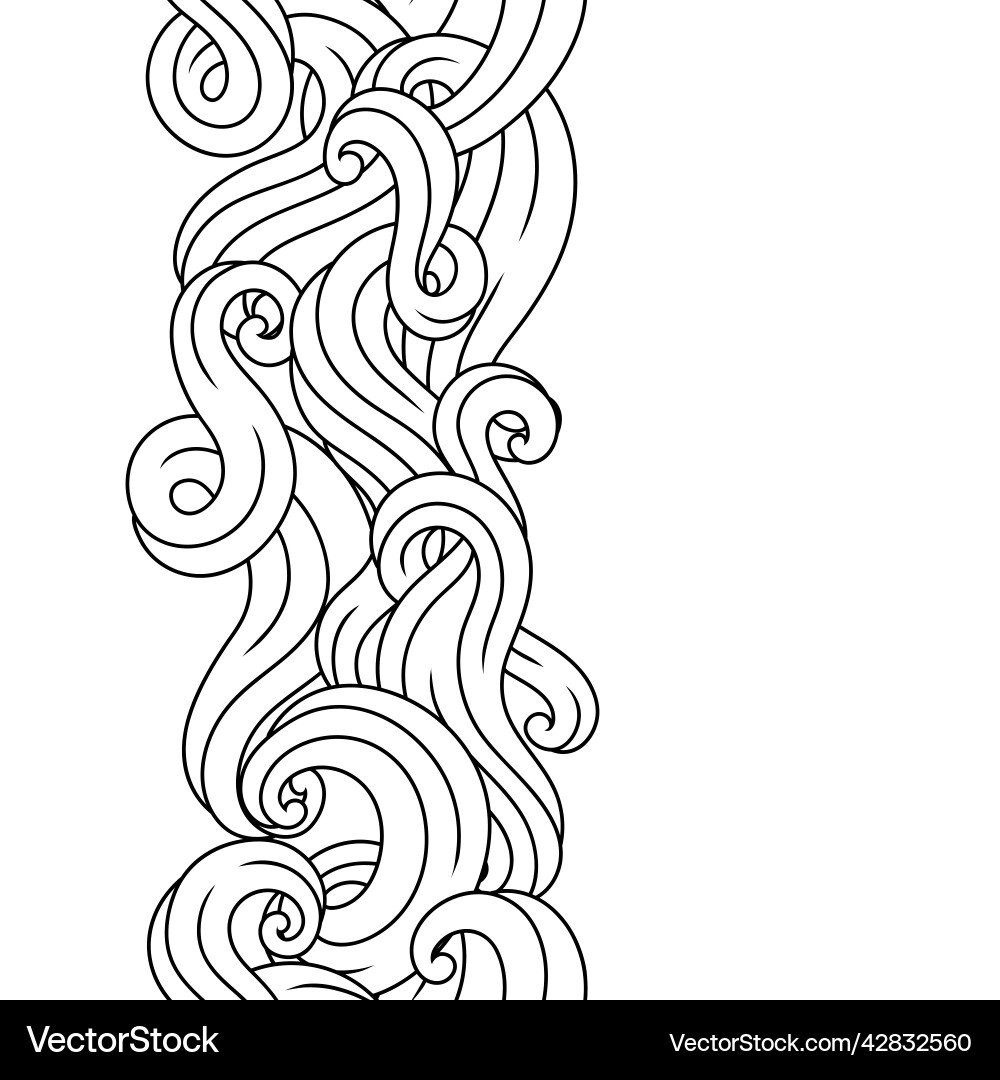 Seamless pattern with wave line curls monochrome Seamless pattern with wave line curls monochrome vector image