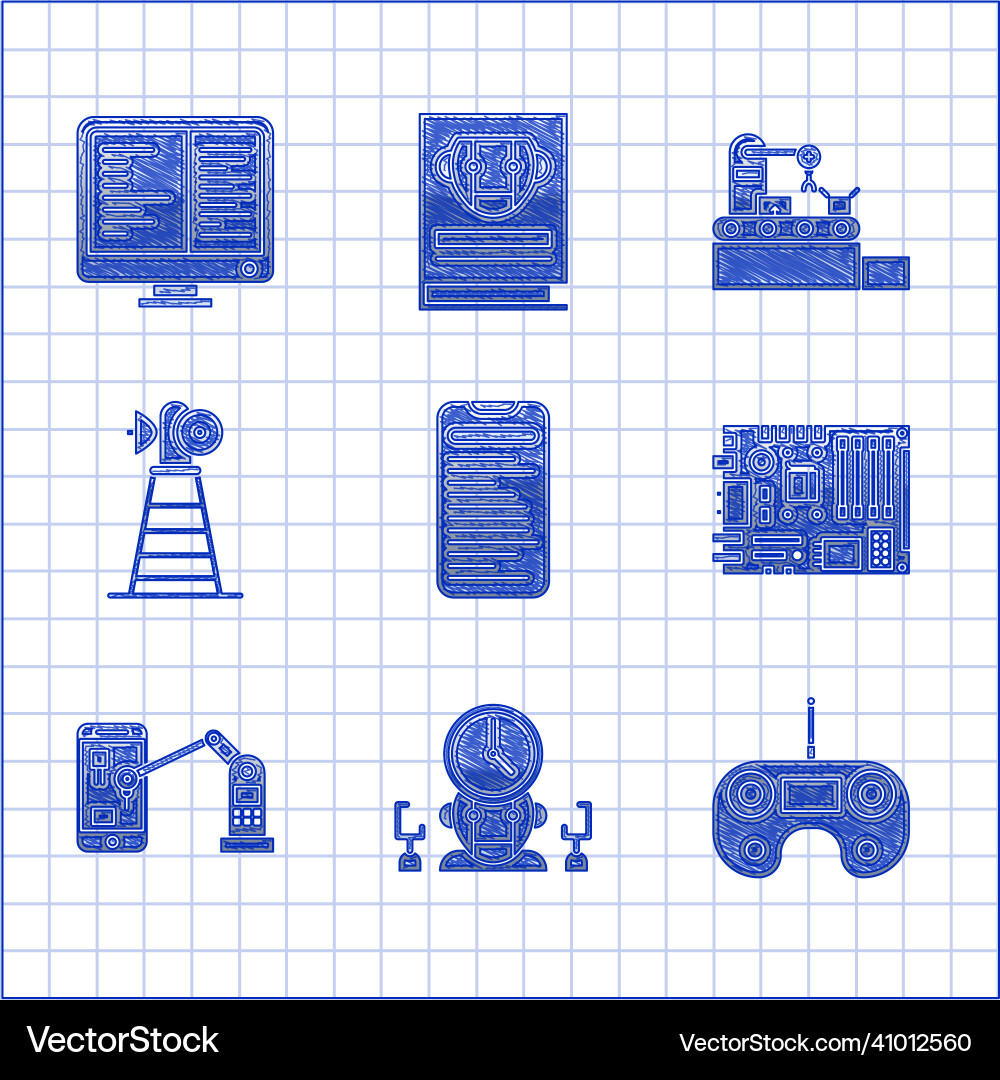 Set computer api interface electronic Set computer api interface electronic Vector Image