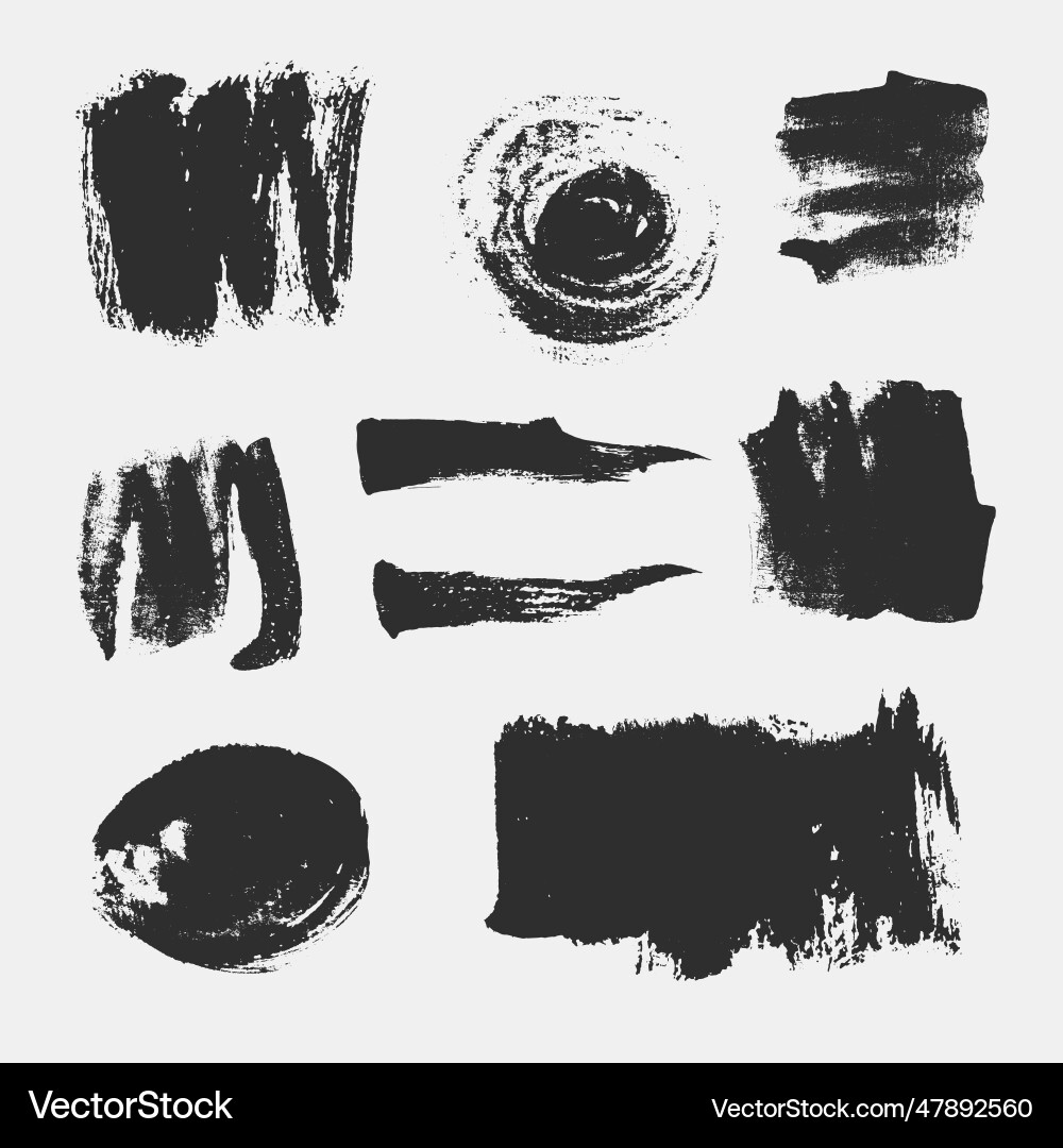 Set of hand drawn paint brush strokes and stains vector image