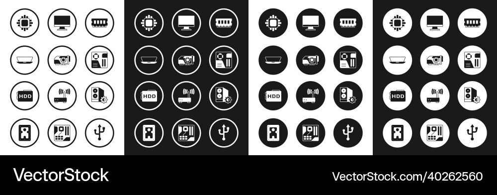 Set ram random access memory video graphic card vector image