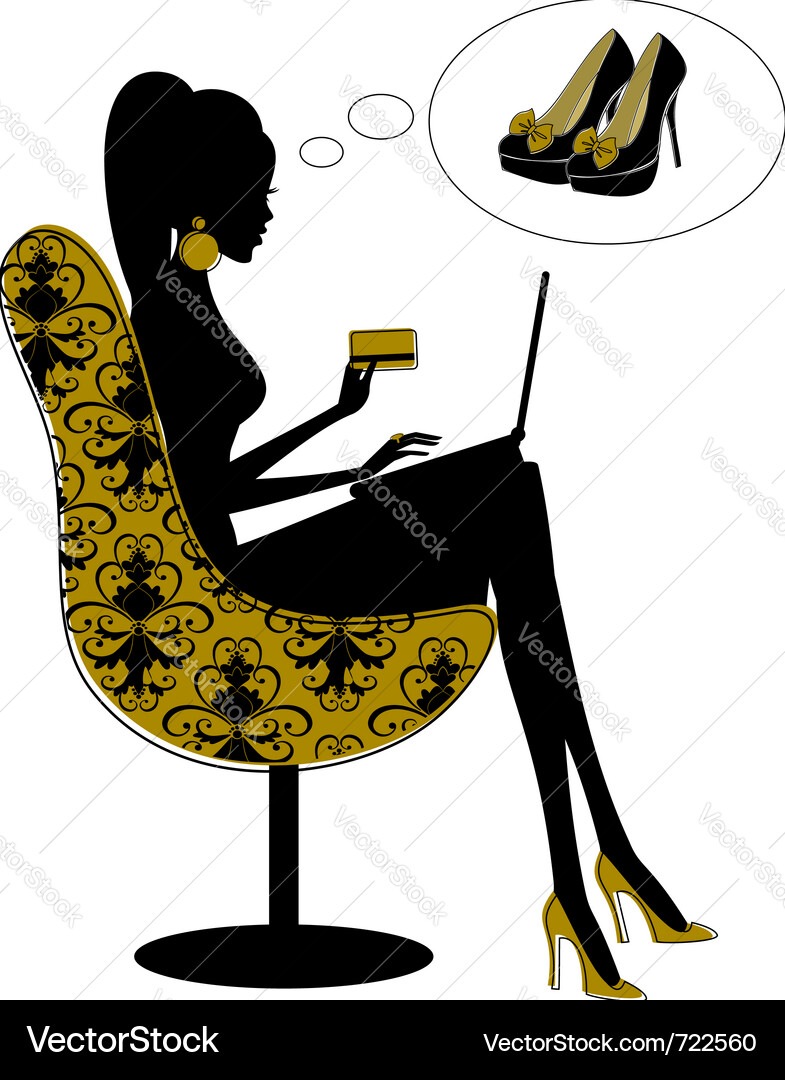 Woman Shopping Online for Shoes vector image