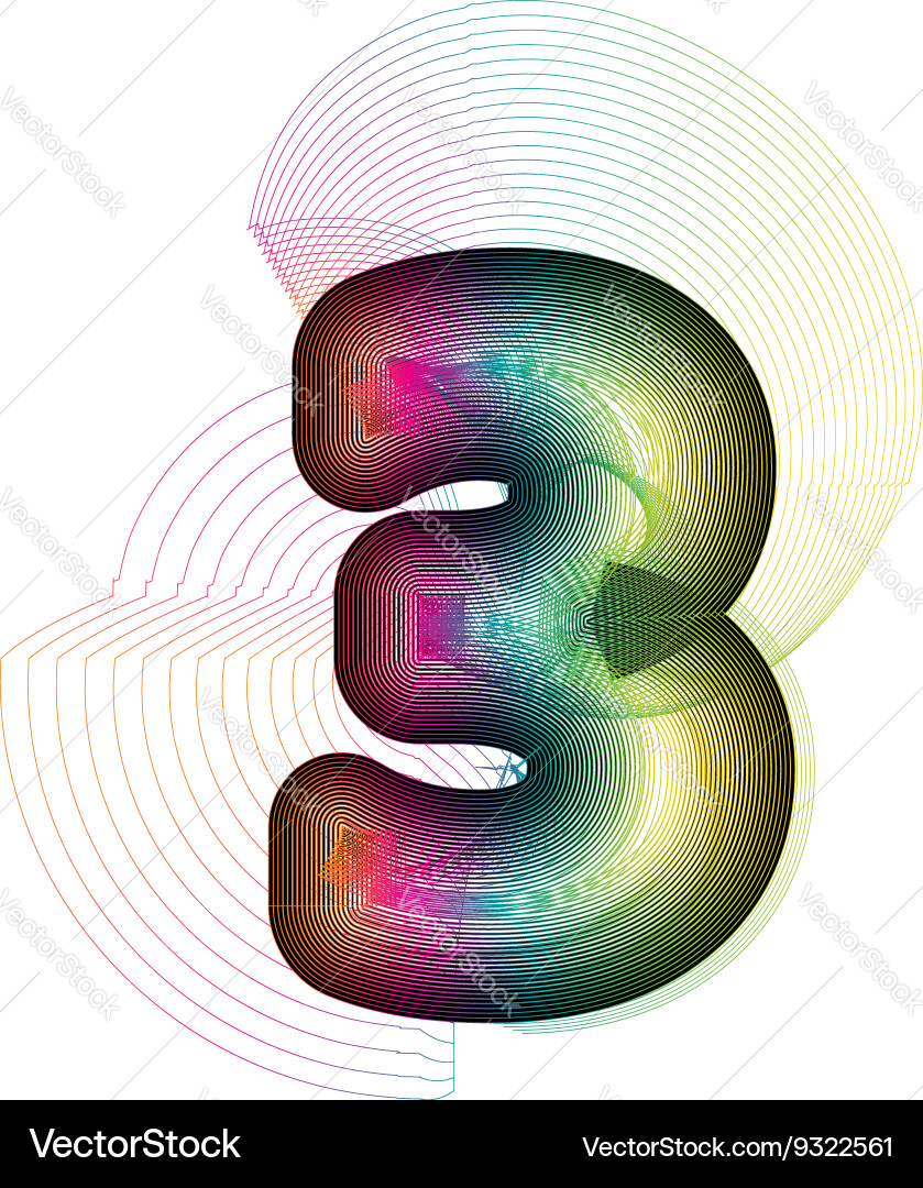 Abstract colorful number 3 vector image