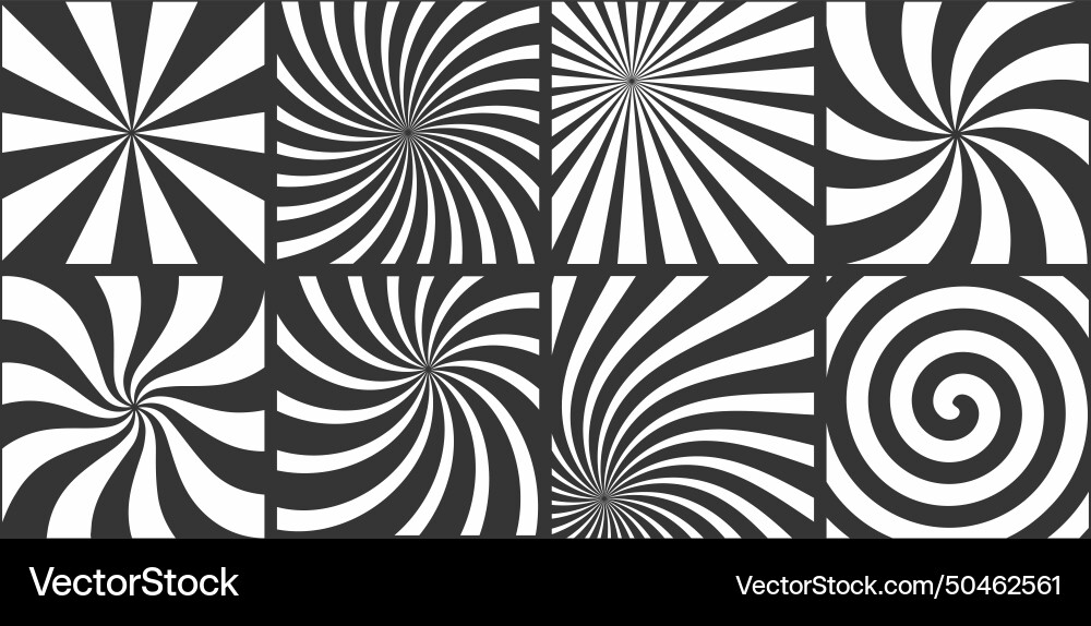 Abstract swirl pattern striped backgrounds set vector image