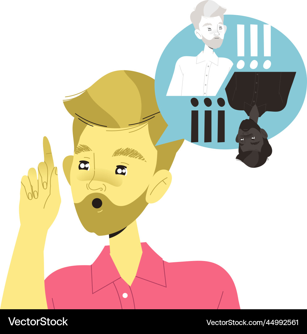 Bearded man character with type of thinking vector image