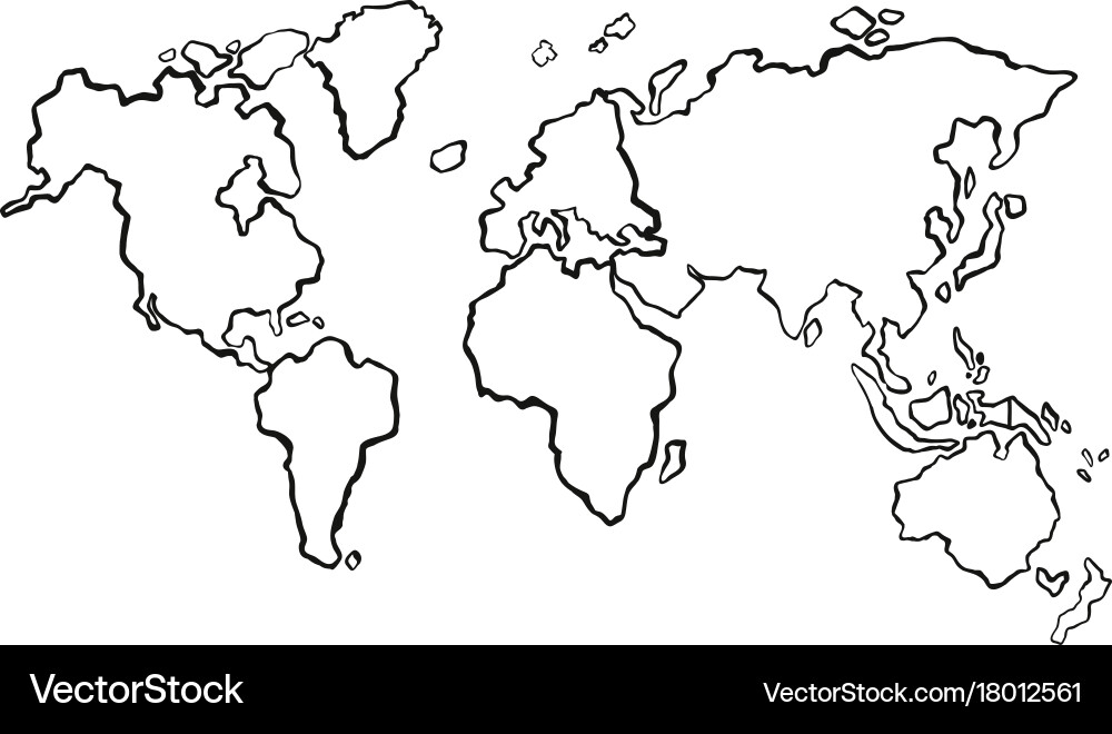 Draft of worldmap without color vector image