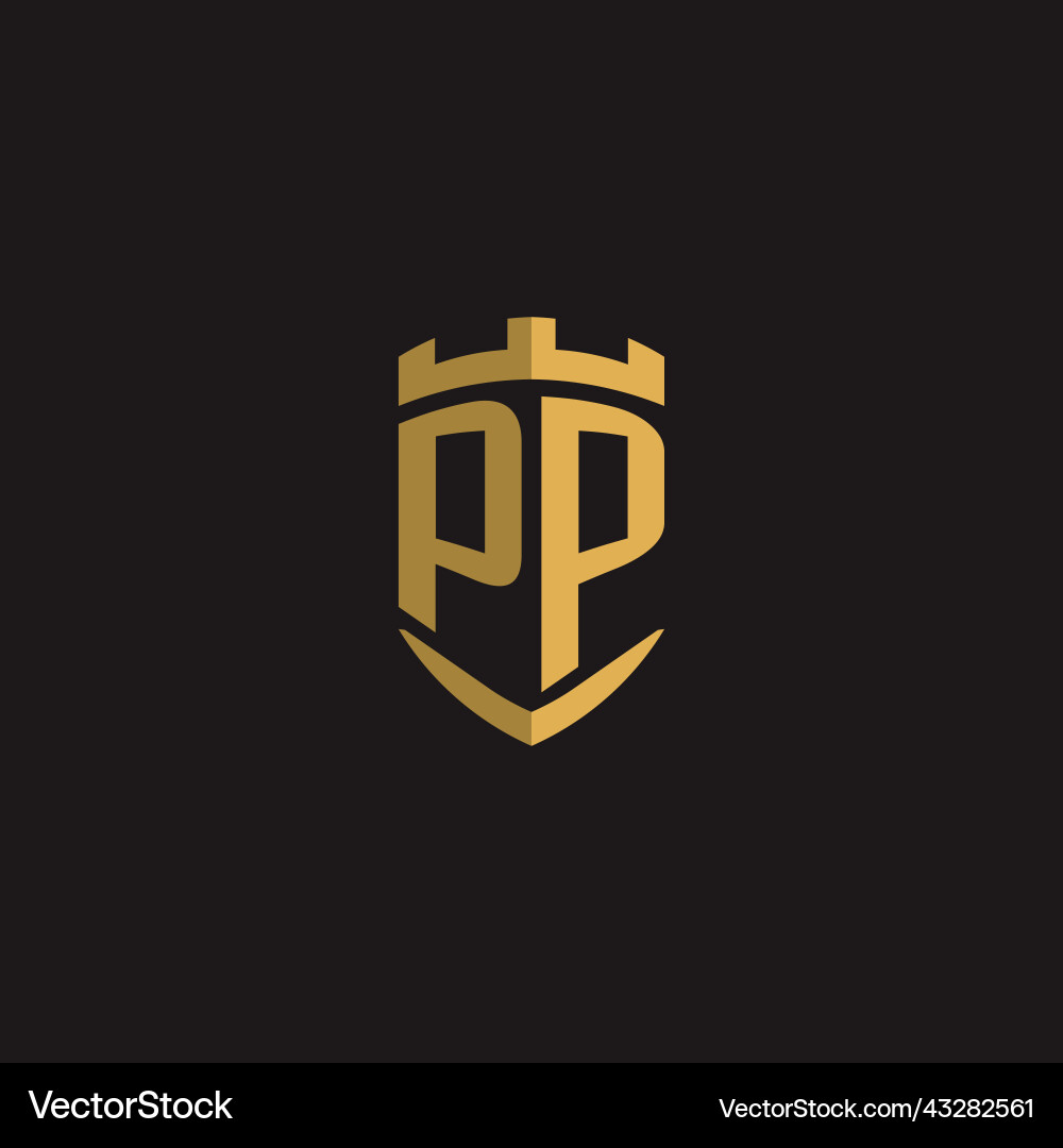 Initials pp logo monogram with shield style design Vector Image