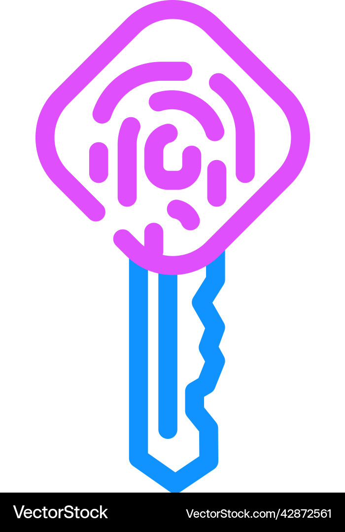Key with fingerprint scanner color icon Vector Image