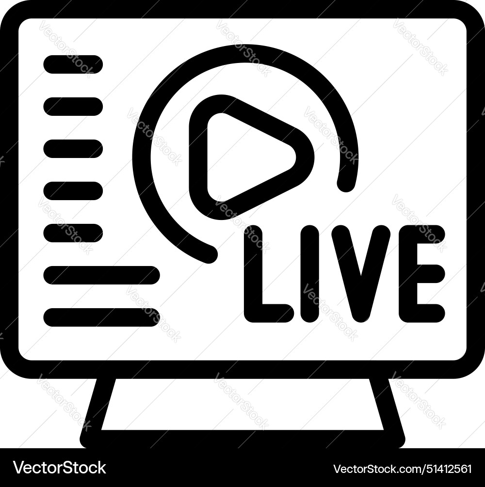 Live streaming icon on computer screen Live streaming icon on computer screen vector image