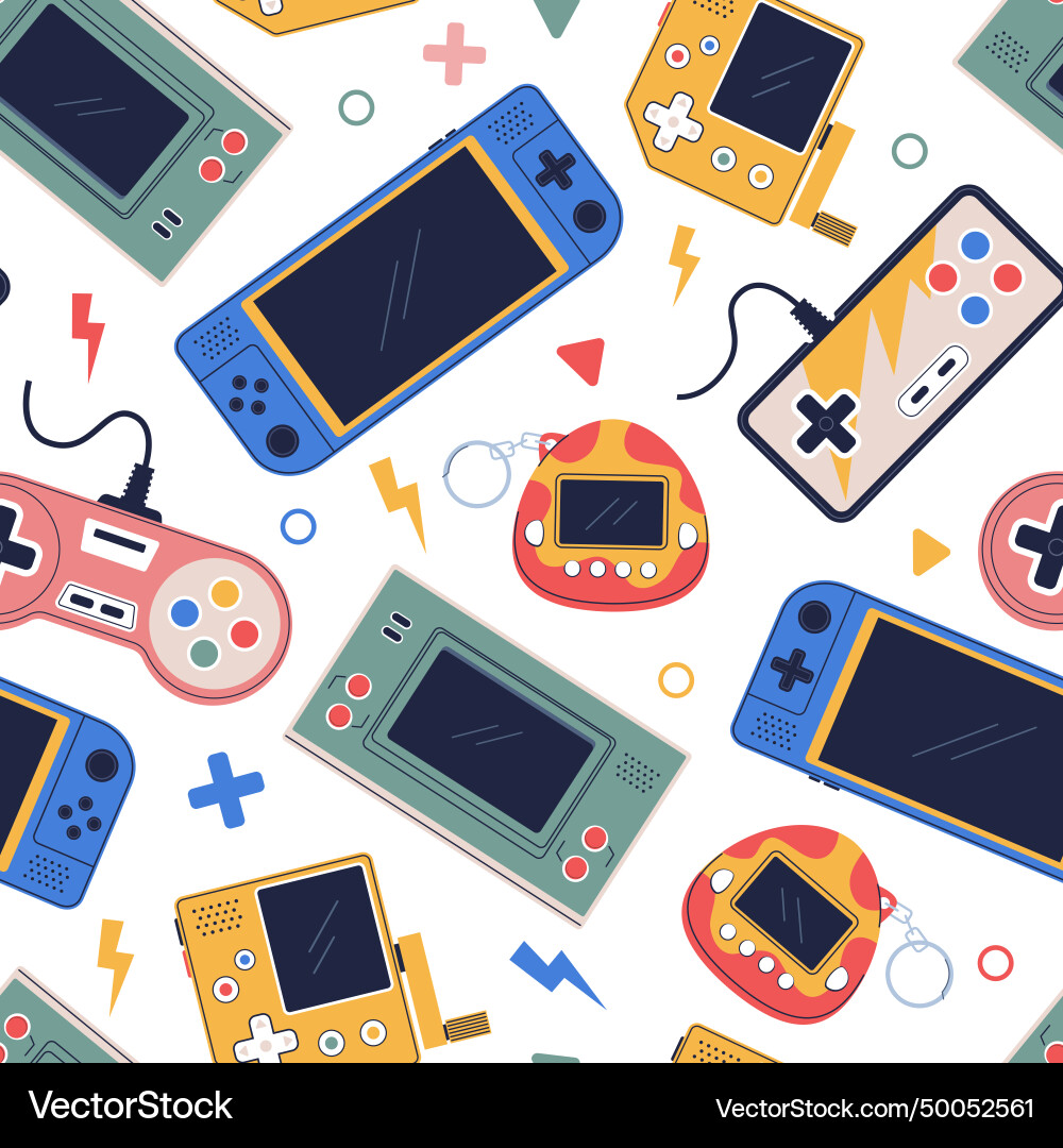 Retro Game Pattern - Controller vector image