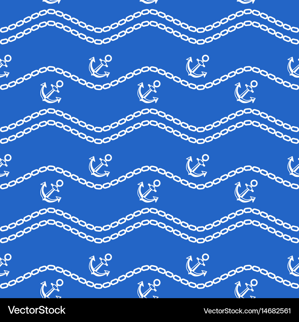 Seamless pattern with chains and anchors ongoing vector image
