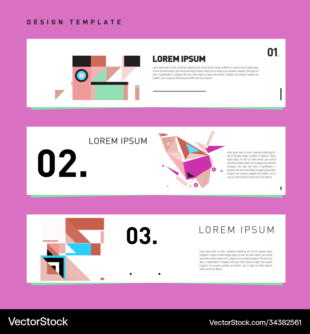 Set abstract banner web design template retro Vector Image