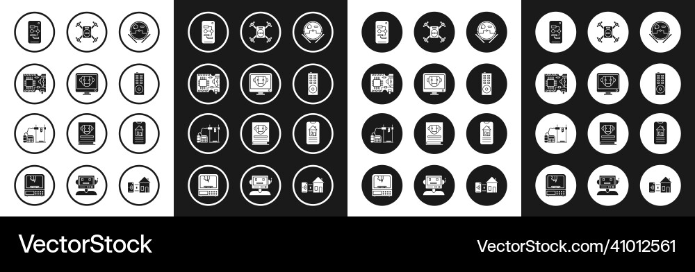 Set robot vacuum cleaner bot printed circuit Vector Image