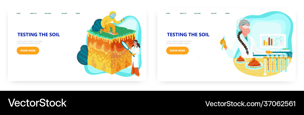 Soil quality testing landing page design website vector image