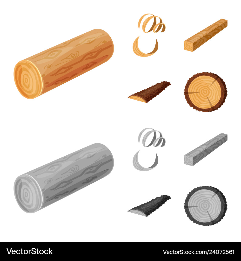 Tree and raw symbol set Tree and raw symbol set vector image