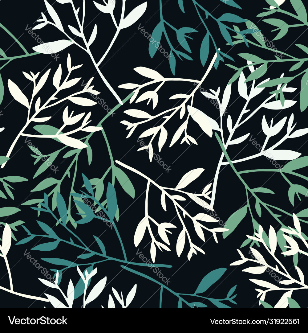 Tree branches seamless pattern on black Tree branches seamless pattern on black vector image