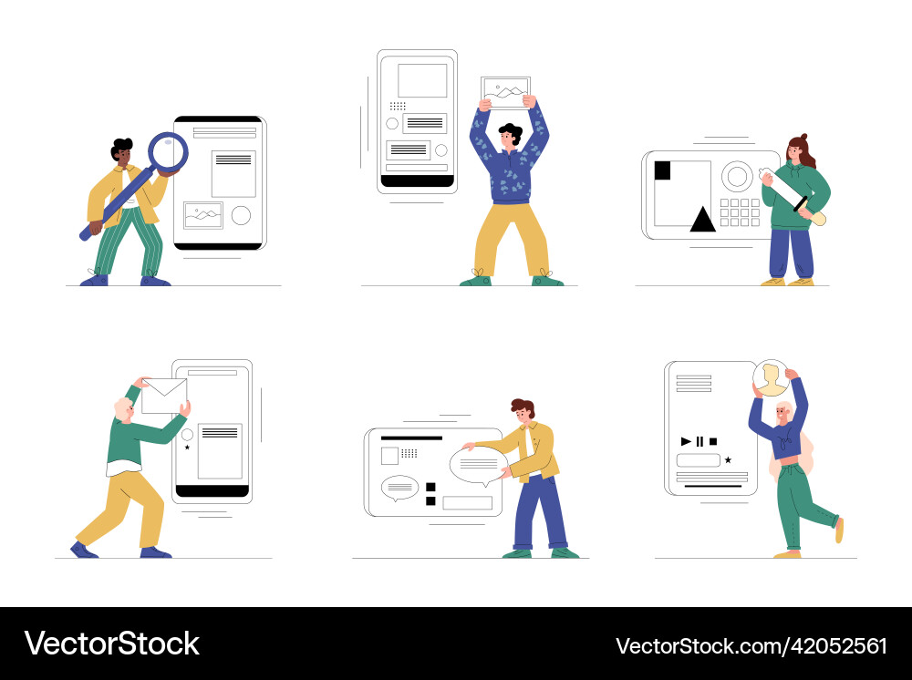 Ux ui Designentwickler und Programmierer flach Ux ui Designentwickler und Programmierer flach vektorbild