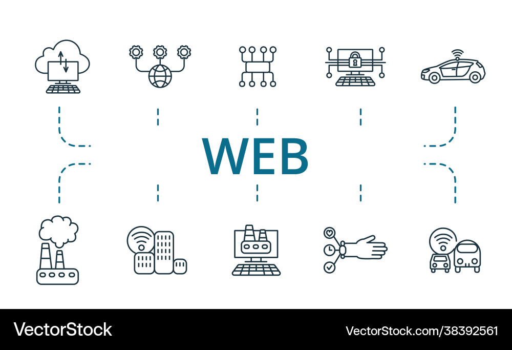 Web icon set contains editable icons theme vector image