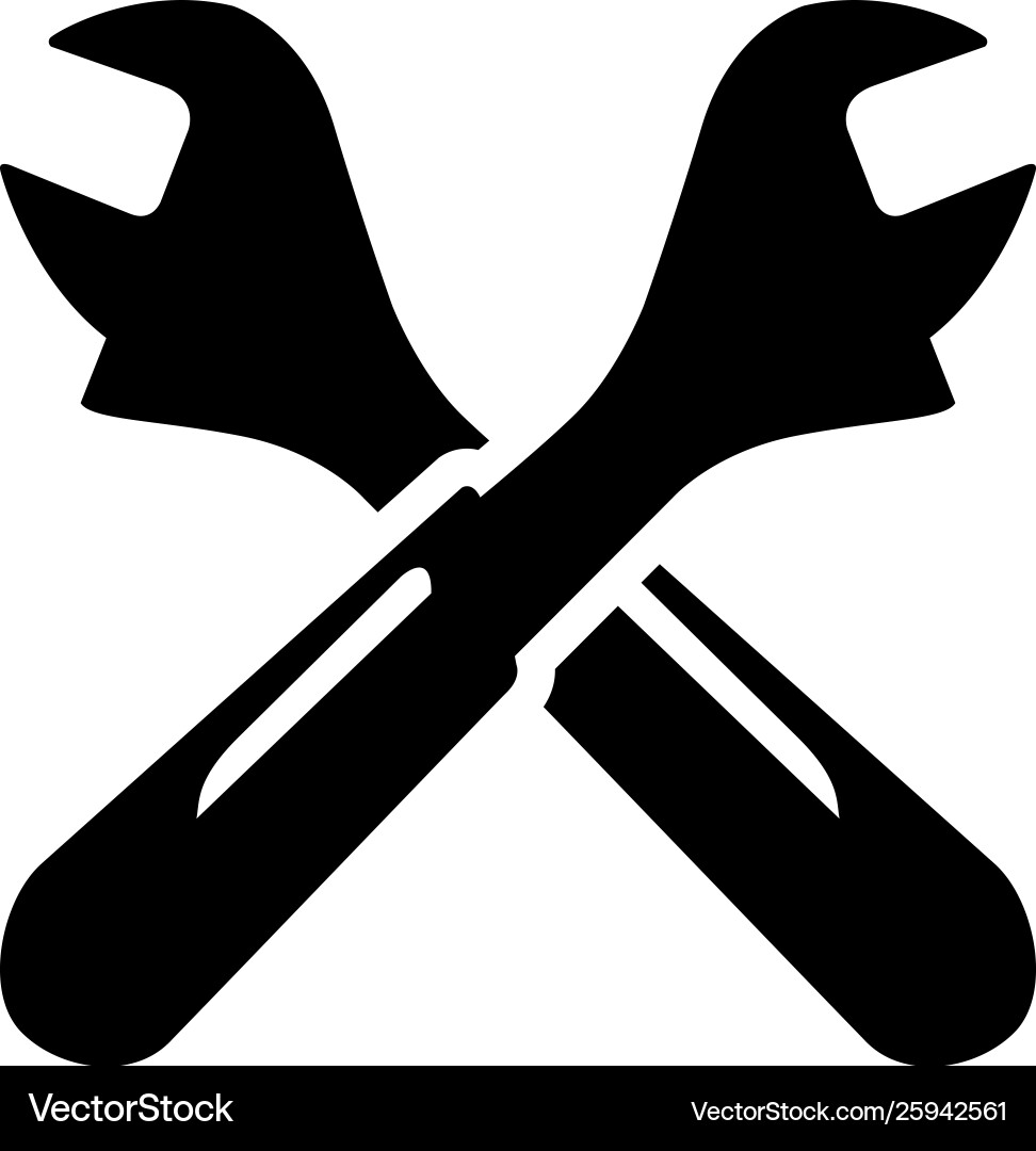 Wrench crossed icon in flat style for app ui Wrench crossed icon in flat style for app ui vector image