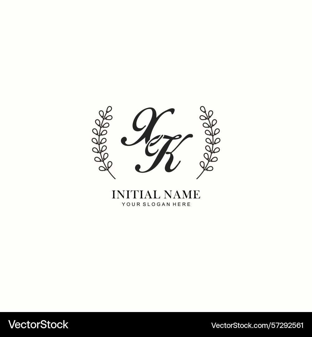 Xk initial logo templates with botanical elements Xk initial logo templates with botanical elements vector image