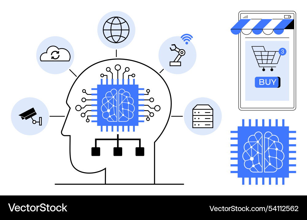 Artificial intelligence applications in technology Artificial intelligence applications in technology vector image