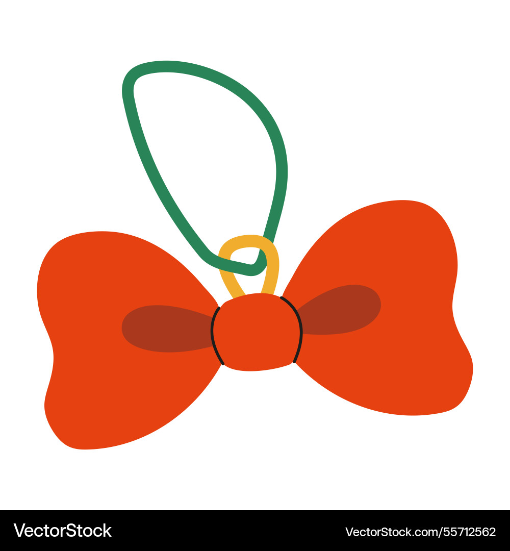 Bright red bow with green loop on a simple white Vector Image
