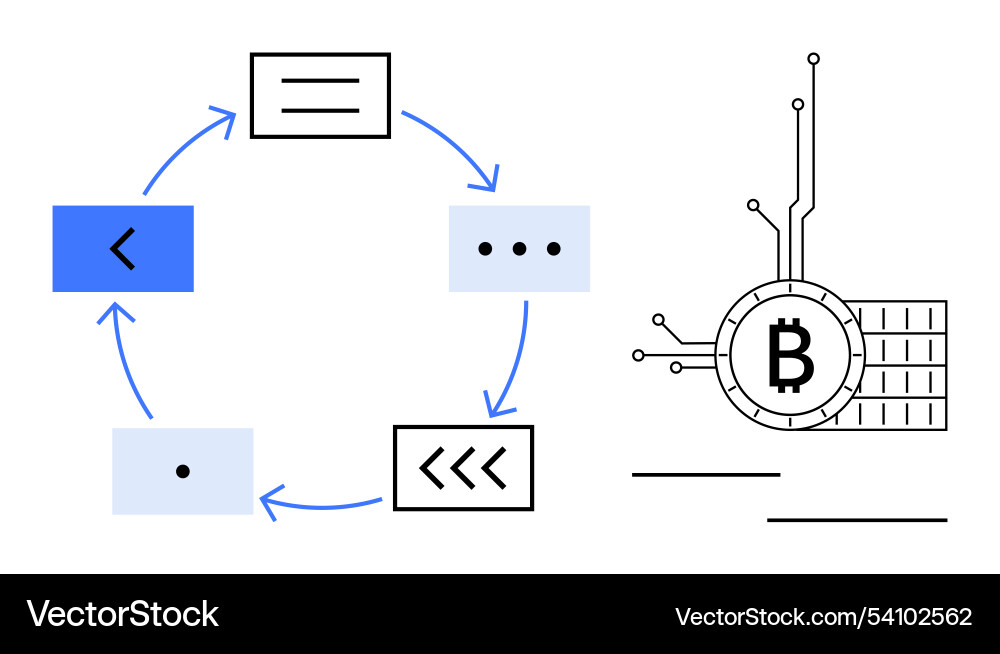 Cryptocurrency technology and blockchain process Vector Image