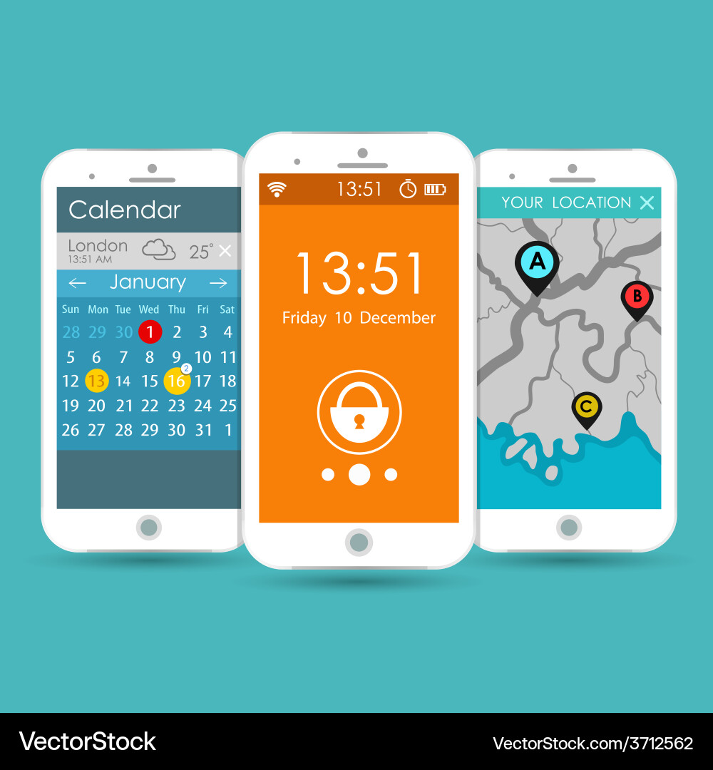 Flat mobile ui design vector image